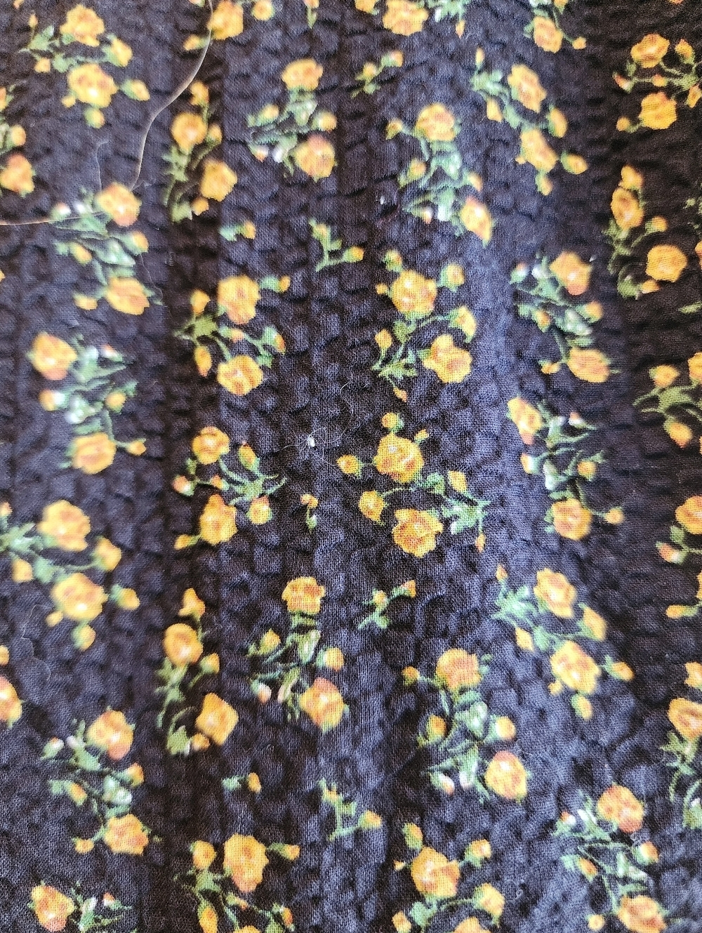 JESSAKAE BLACK WHIT YELLOW FLOWERS ALL AROUND DRESS NECK SHORT SLEEVE MEDIUM - Picture 13 of 16